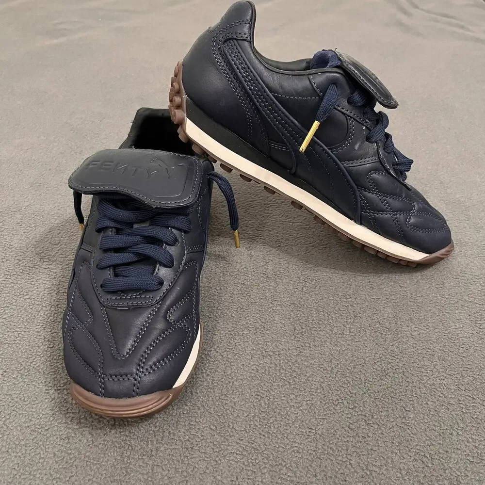 FENTY x PUMA Avanti Sneakers Womens Sz 7 Navy Blue Leather Athleisure Blokecore